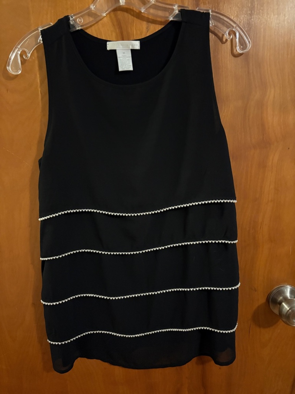 Design History Black Sleeveless top with Bead Trim